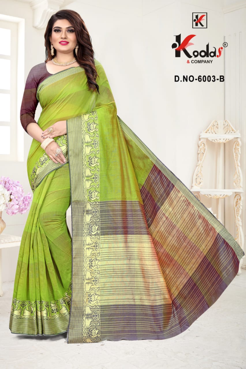 Vatika  6003 Latest Fancy Cotton Casual Wear Designer Saree Collection